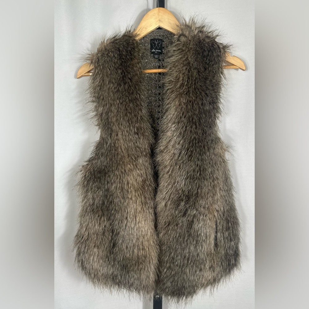 Ella Moss Lyla Faux Fur Wool Blend Vest Size M/L